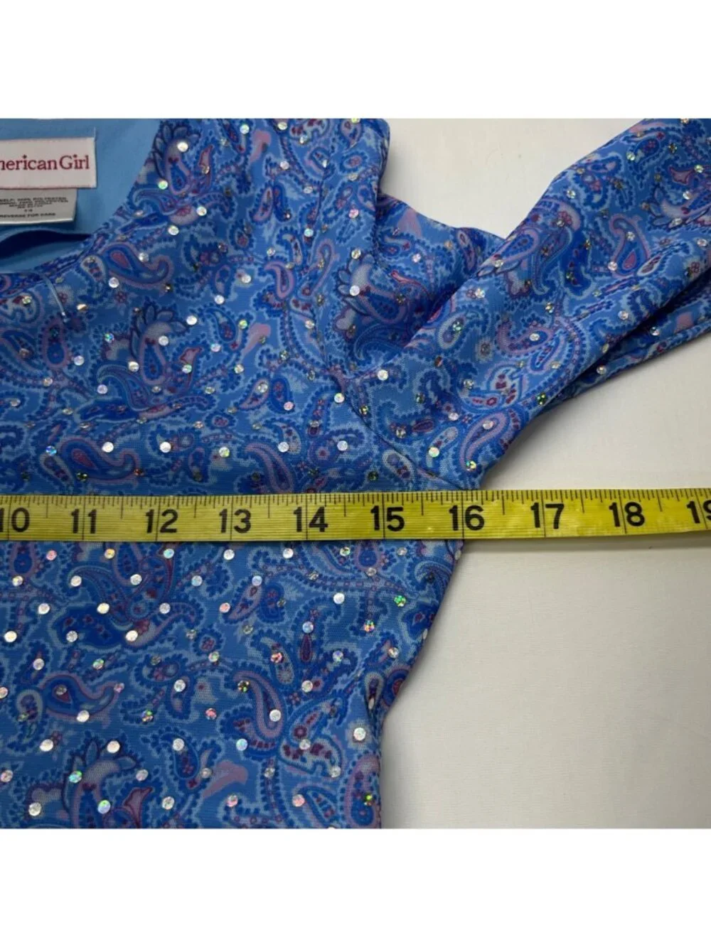 AMERICAN GIRL Girls Blue Paisley Dress 14